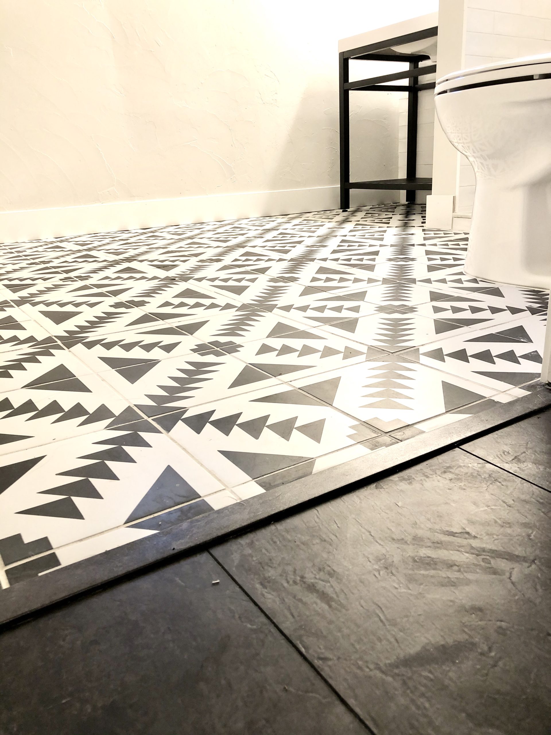 Bellaire Street Tile Flooring post modern design interior white black