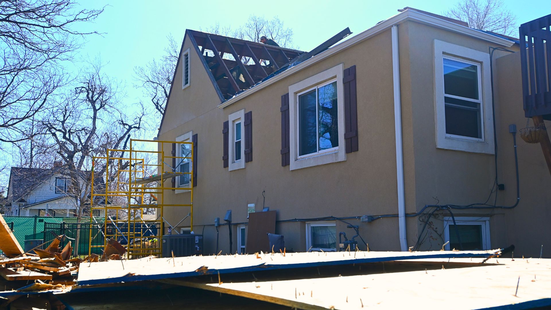 Perry St Home Addition Site with deconstructed building materials