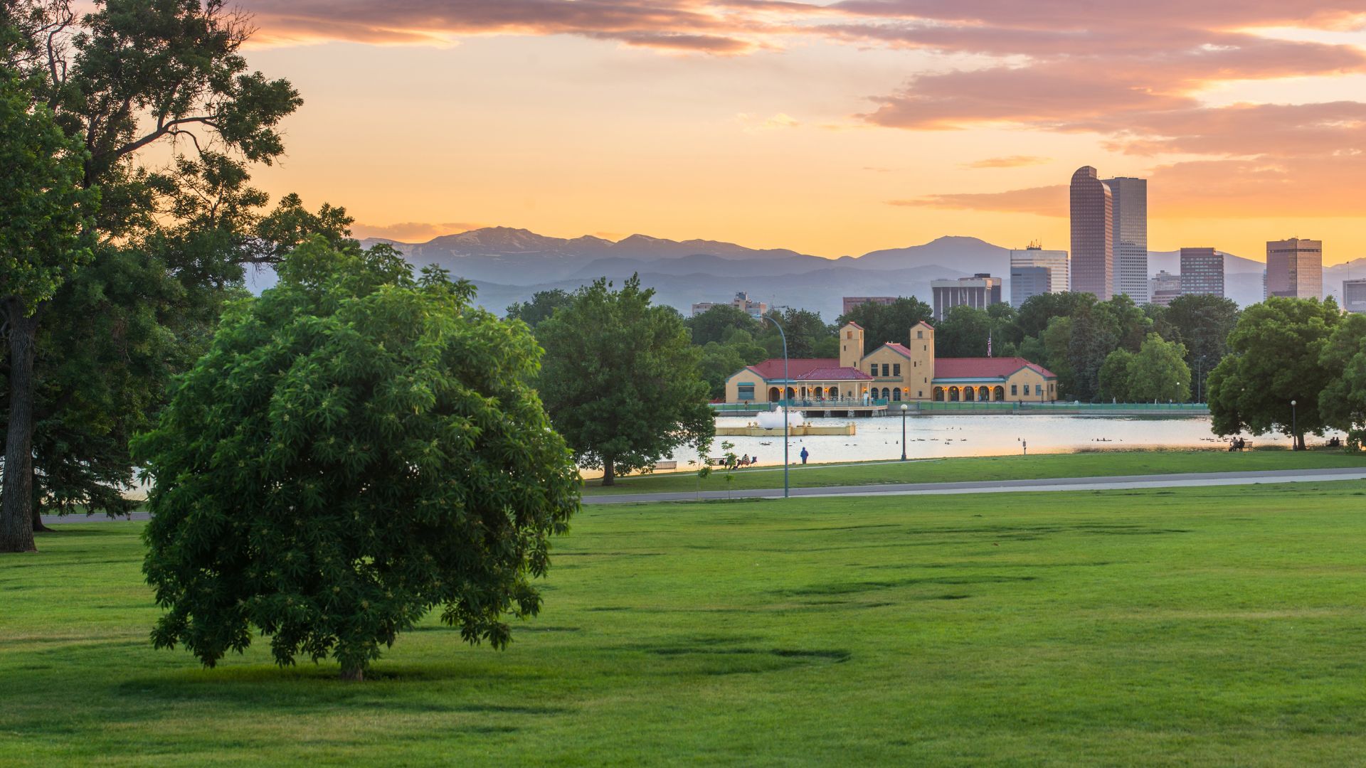 Hilltop Denver Neighborhood Lake park clouds sunset 5280