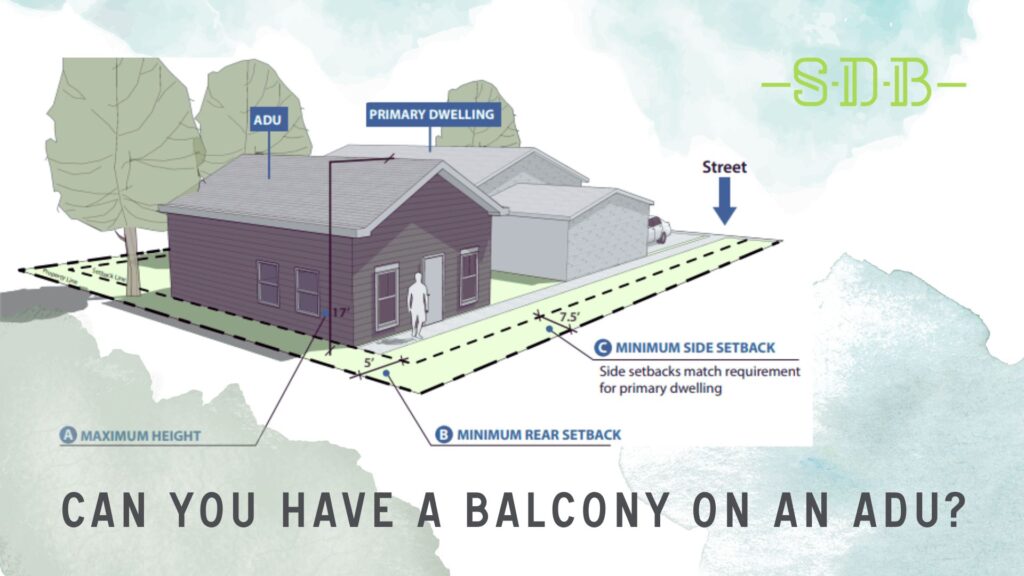 Can You Have a Balcony on an ADU? - Sustainable Design Build - Custom Home Builder Denver - April 2nd, 2025 - Accessory dwelling unit architect elevation drawings plans watercolor denver