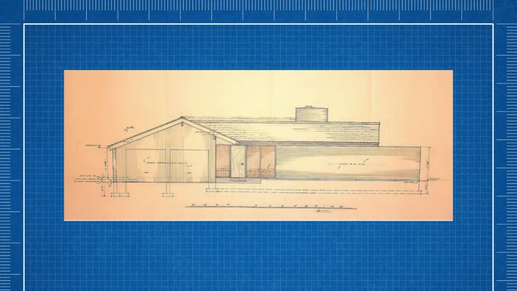 A Rare Midcentury Gem in Belcaro Up for Landmark Status plans blueprint table drafting architecture