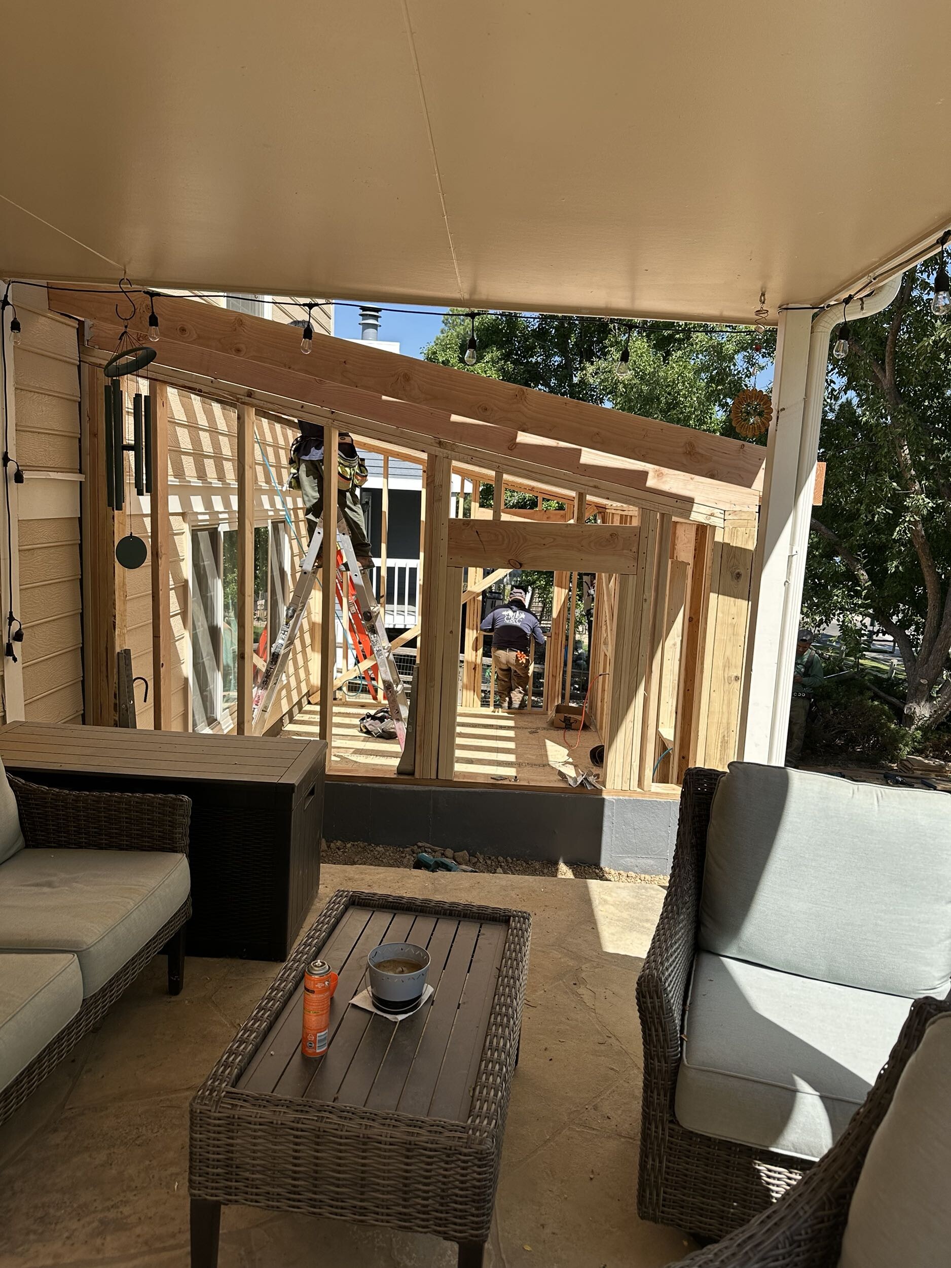 picture shows framing being performed for a Littleton Denver home by Sustainable Design Build 