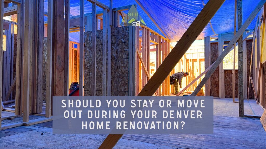 Denver home renovation project in progress with framing and remodeling wood joists and construction being performed by Sustainable design Build