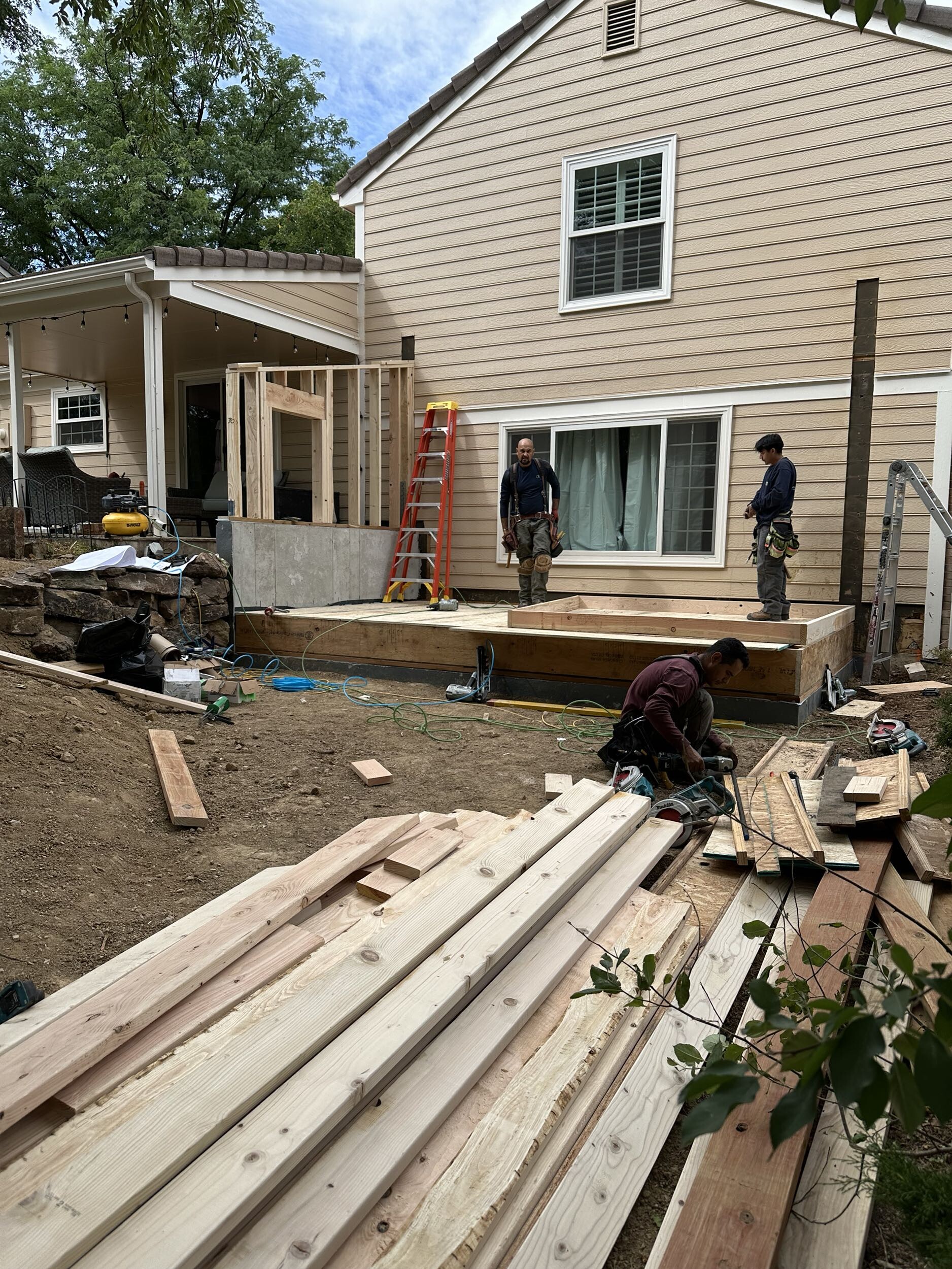IMG_0846 wood framing of sub floor and walls of home addition project in Centennial Littleton area of Denver
