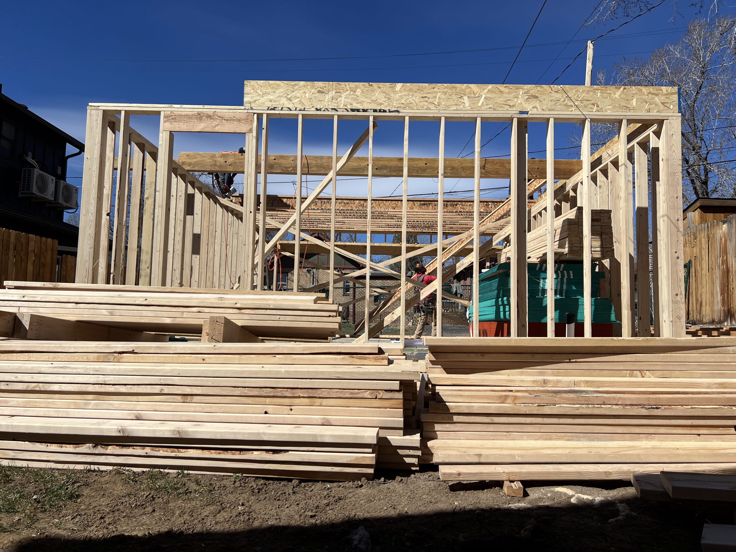 wood framing of accessory dwelling unit for Denver ADU project by Sustainable Design Build